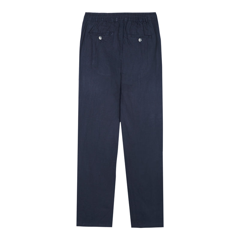 Pantalón elástico lino Navy