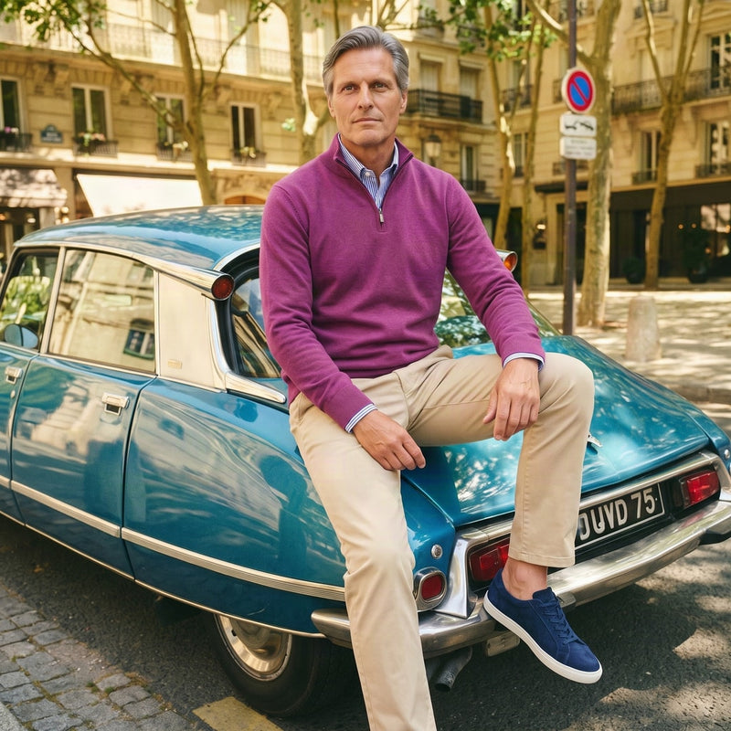 Jersey Half Zip Malva ciruela