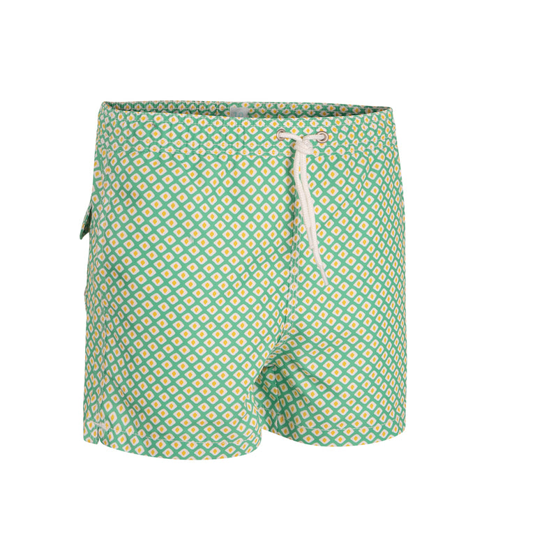 Traje de Baño Que Rombos más Raros Niño V.3 Verde/Amarillo White Label