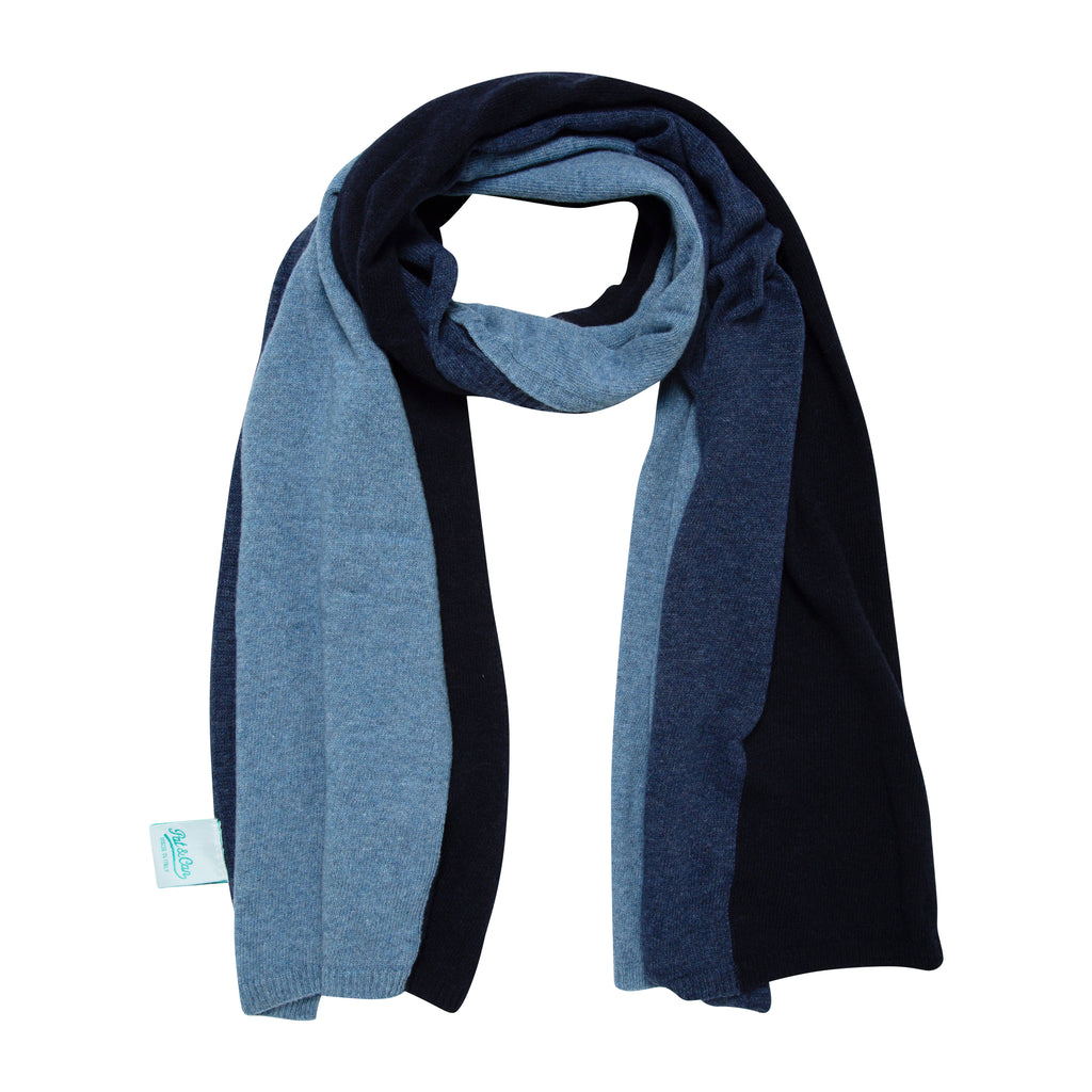 Bufanda mezcla Lana/Cashmere Tricolor Azules